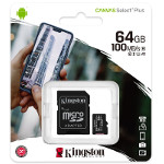 Memory Card Kingston 64GB microSDXC UHS-I 100MB/s w/ Adapter (SDCS2/64GB)